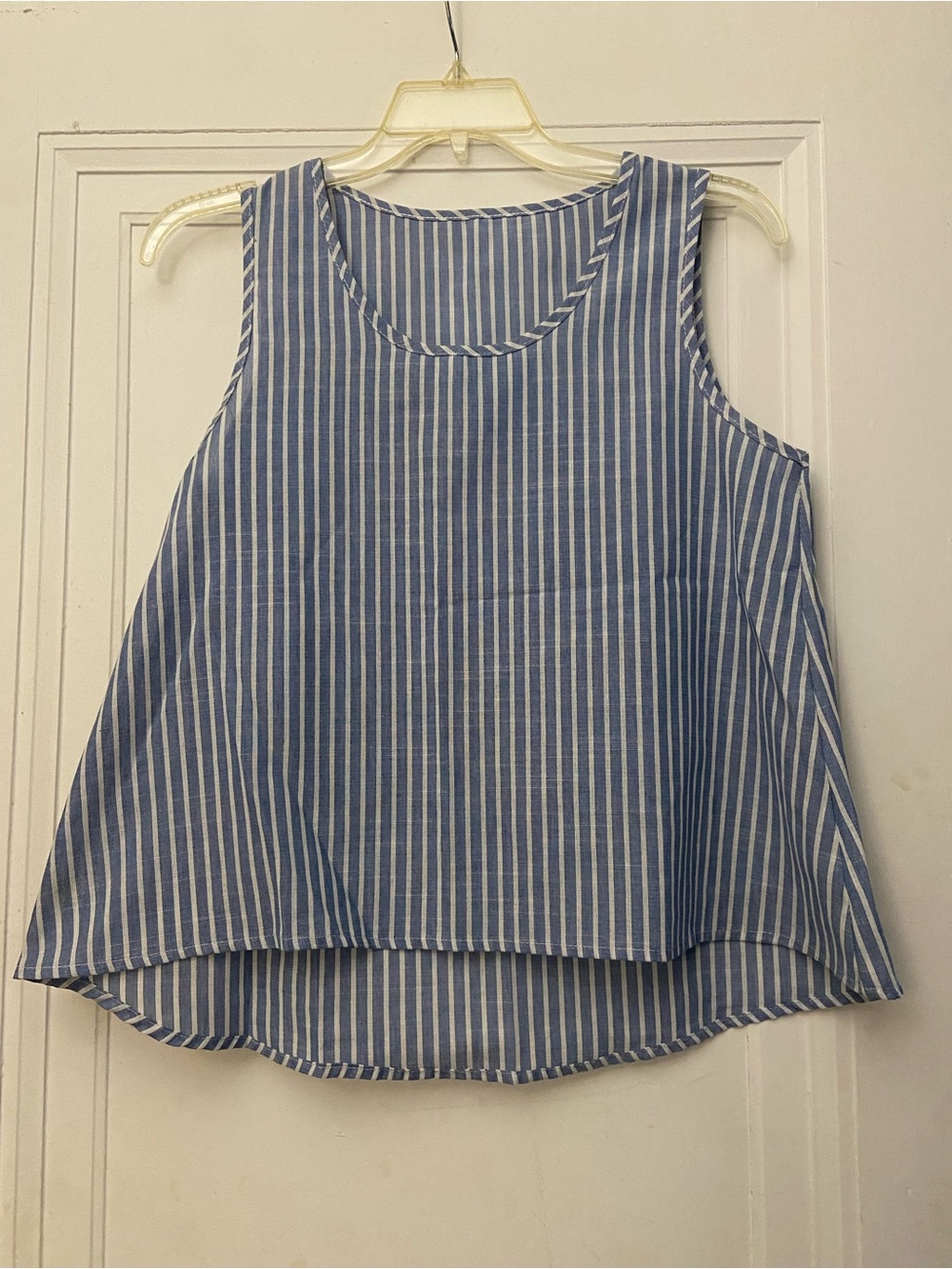 Blue and White Striped Sleeveless 100% linen handmade set.